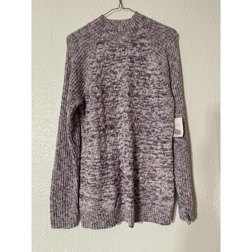Croft & Barrow NWT Womens XL Purple Space Dye Cable Knit Mock Neck Sweater